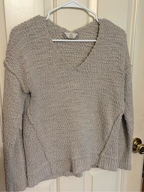PINK ROSE Cozy V-Neck Cream Knit Sweater S